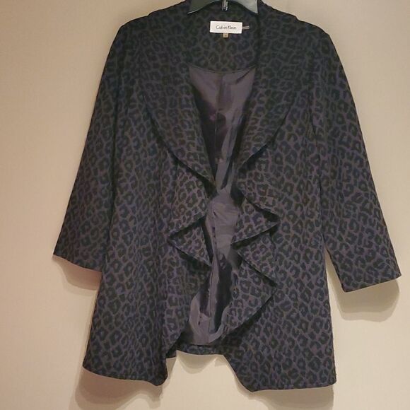 Calvin Klein cheetah print open front blazer - Picture 1 of 11